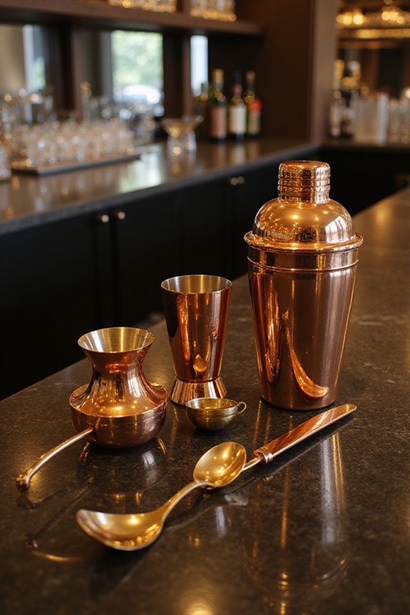 luxurious gold and copper barware