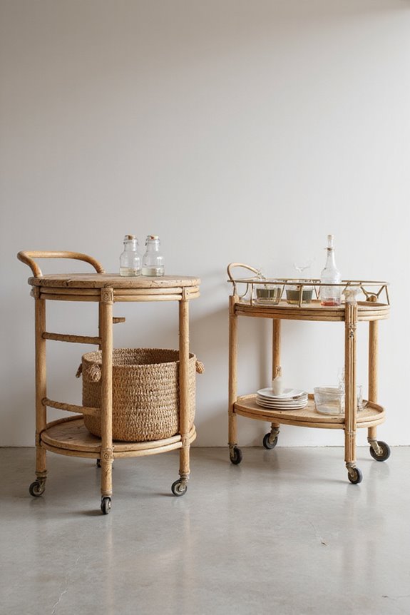 stylish functional rattan bar carts
